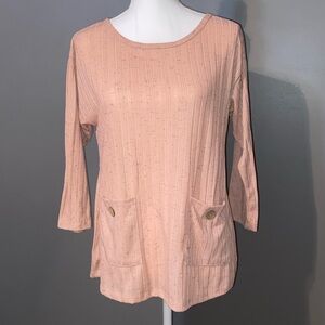 Chic Women's Peach Blouse with Front Pockets